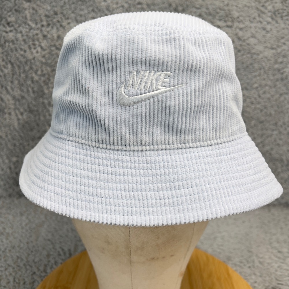 Nike Apex Futura Corduroy Bucket Hat White L XL Embroidered Swoosh Logo